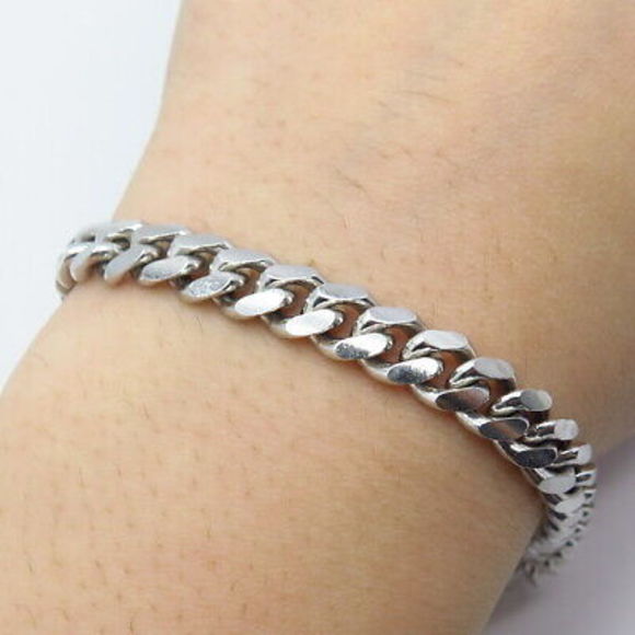 925 Sterling Silver Italy Cuban Link Bracelet 8.25